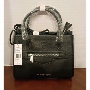 NEW French Connection Black Vegan Leather Fritz Square Satchel Handbag Purse